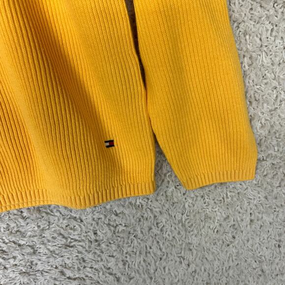 Tommy Hilfiger Sweater Mens Large Yellow Knit Grandpa Dad 90s Y2K Pullover - Picture 2 of 9